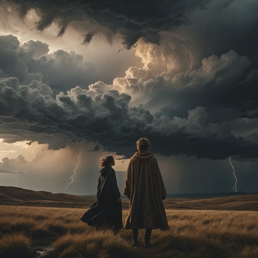 Stormy Landscape with Lone Figure, Cinematic Style