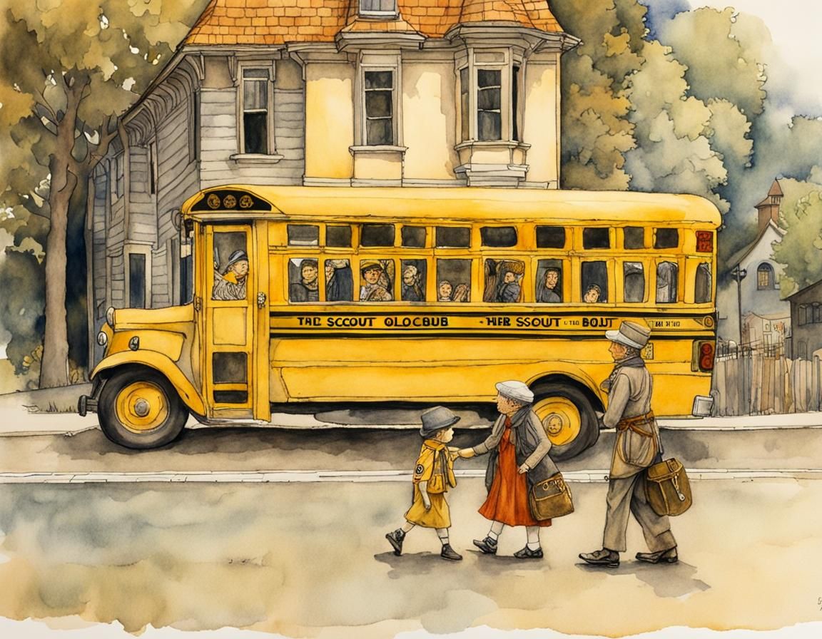 Boy scout helping an old lady cross the street