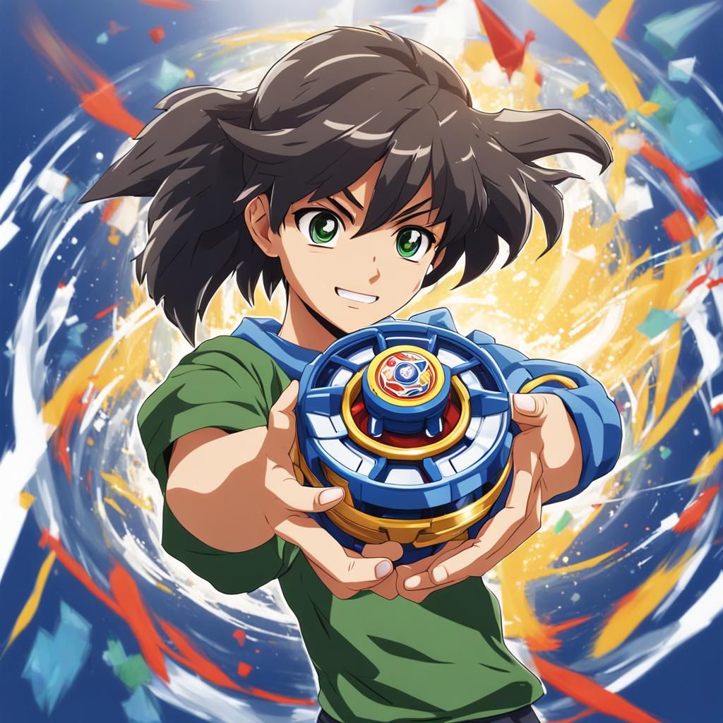 Young woman holding a beyblade