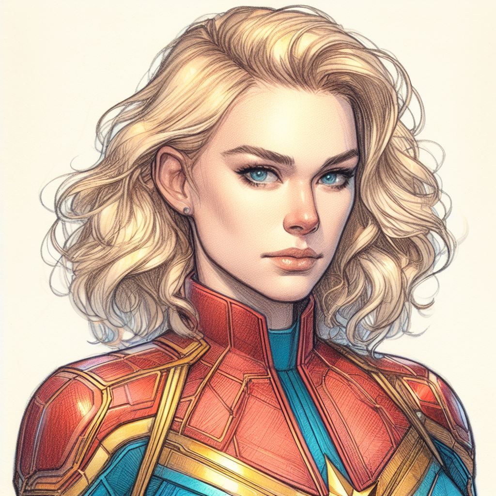 Captain Marvel: Watercolor Sketch