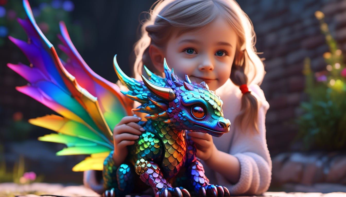 <lora:LightXpressions LX2:1.0> cute girl with,   baby dragon...