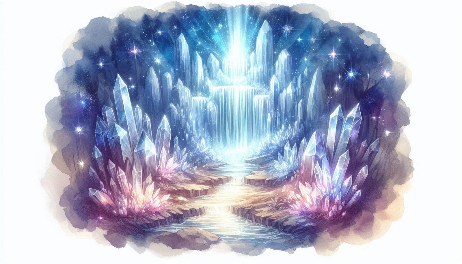 16 magical sparkling Waterfall in a crystal mountain pic 4