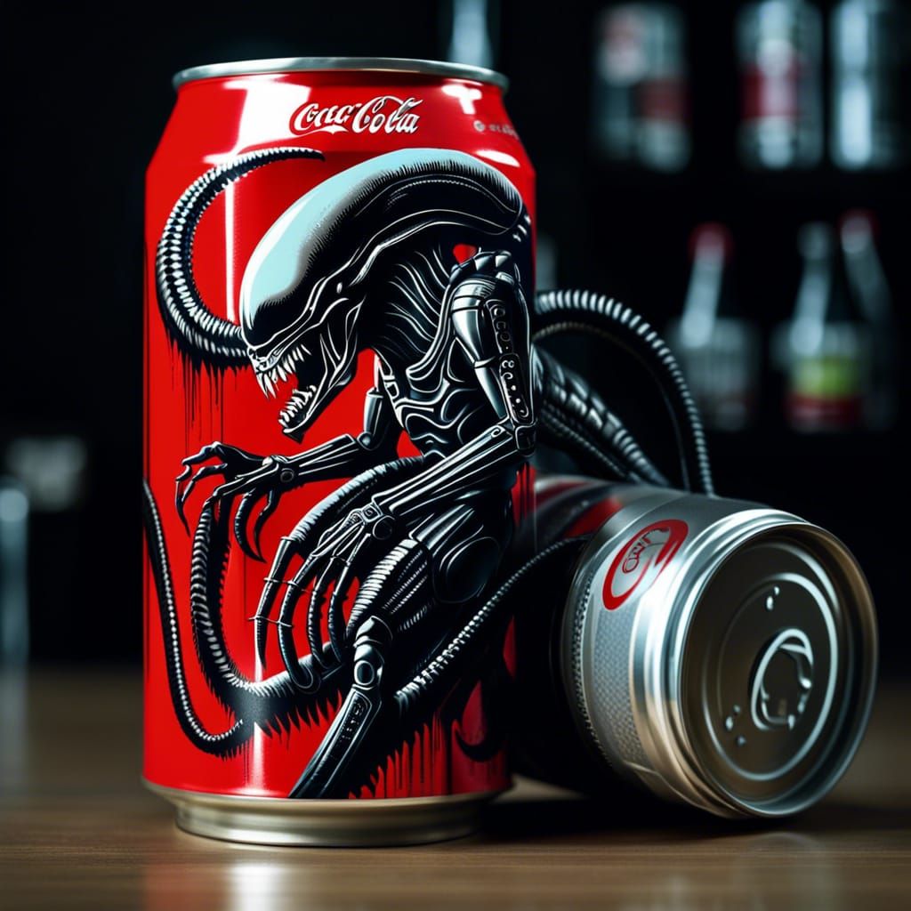 Xenomorph printed on can of coca cola