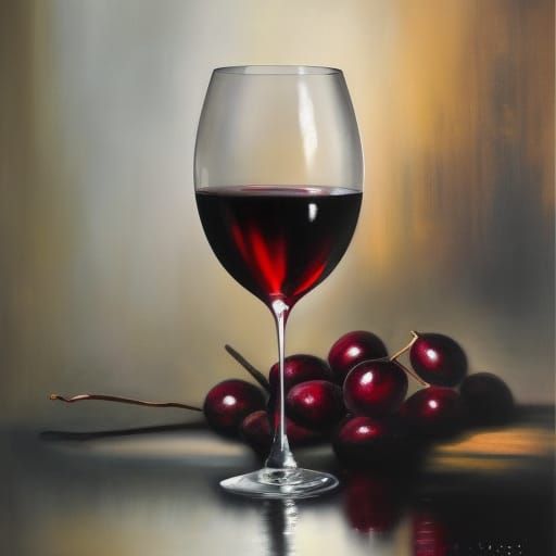 Fancy oil panting wine glass