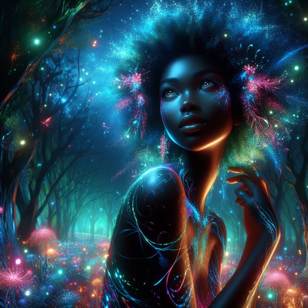 In the magical forest at night!