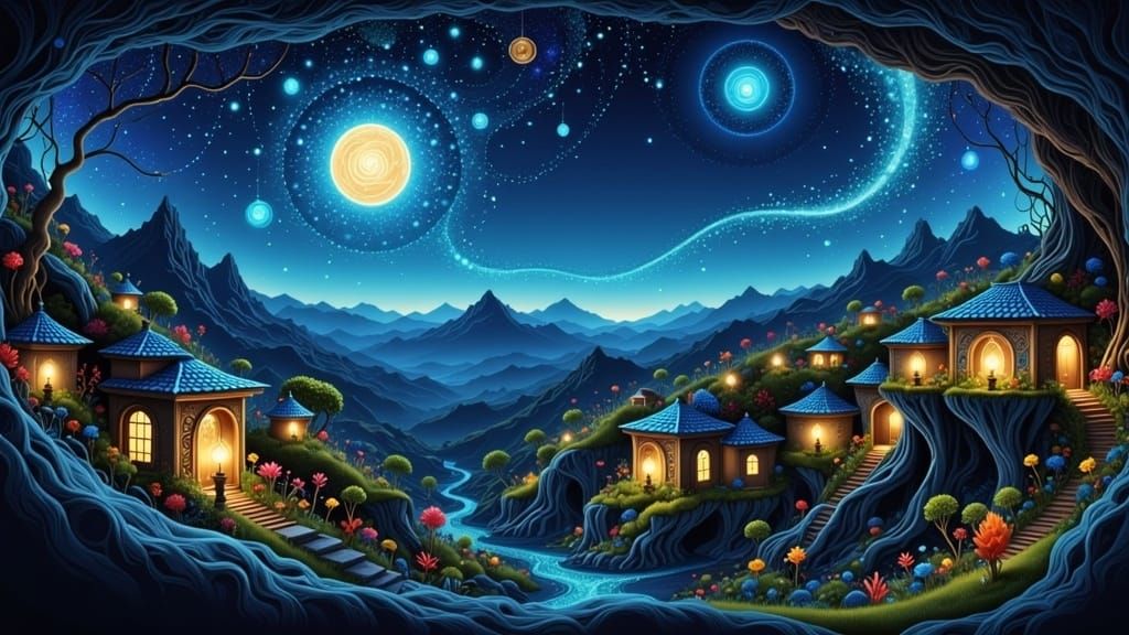 Villagescape at Night/houses   <lora:Enchanted craft:1.0> 