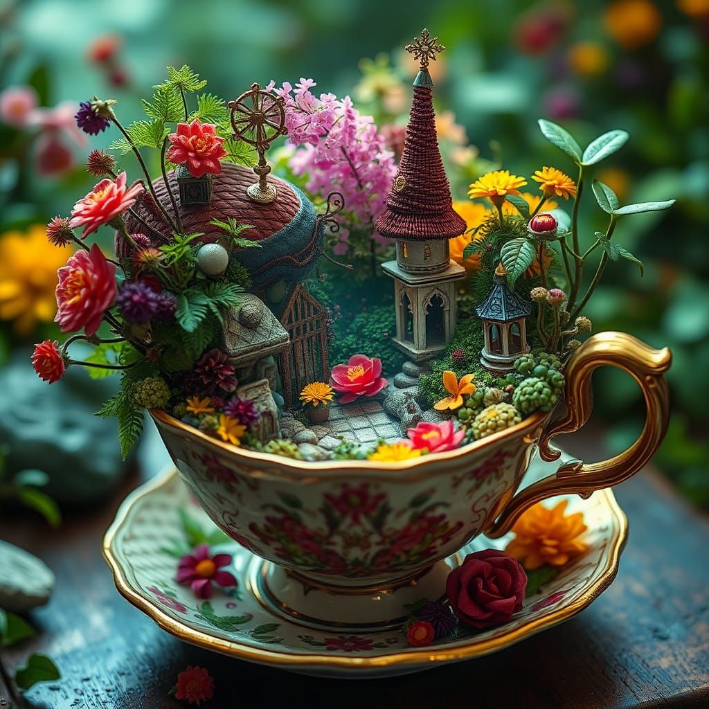 A beautiful fantasy world in the teacup  by @Galina Bolshakova