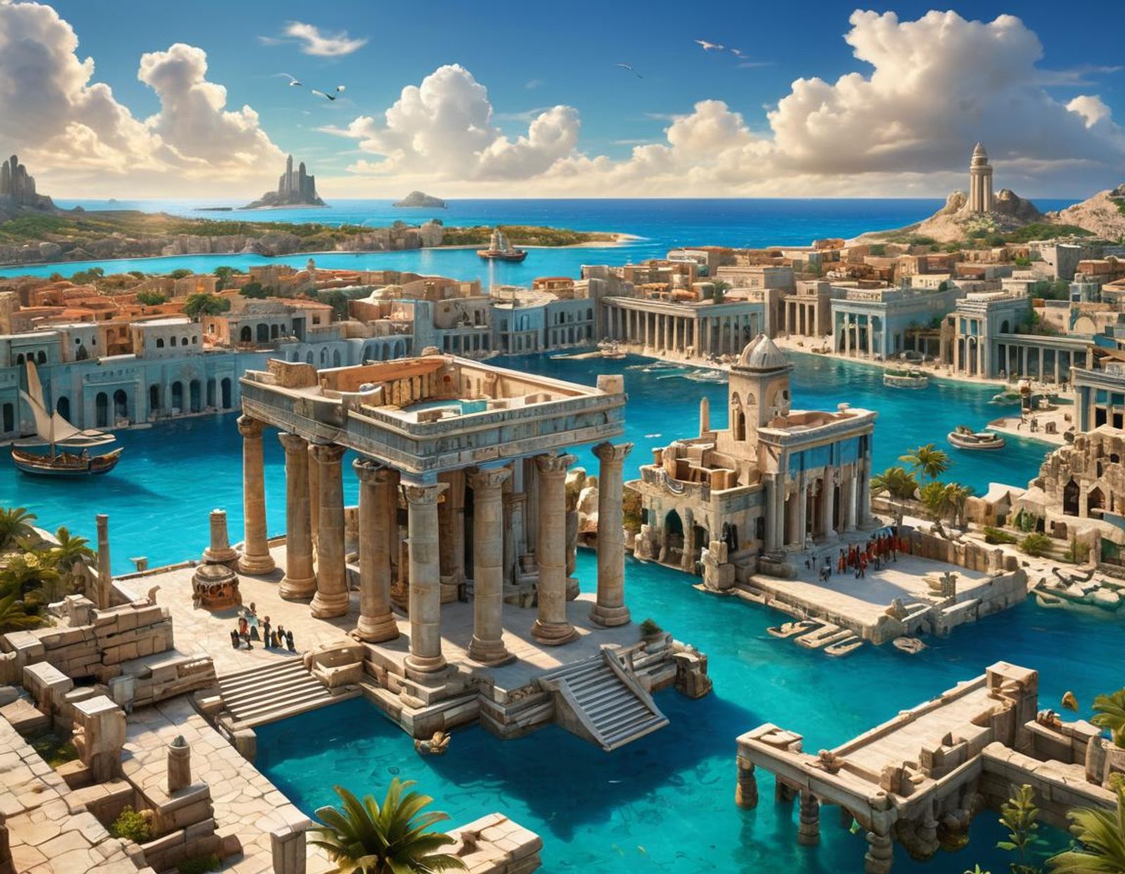 The ancient city of Atlantis with marketplaces. - AI Generated Artwork ...