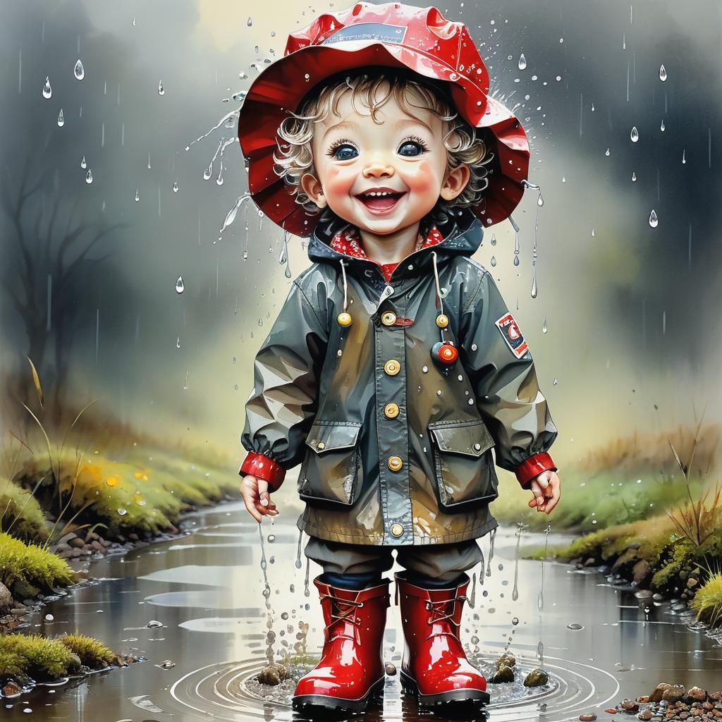 Little Boy in Puddle