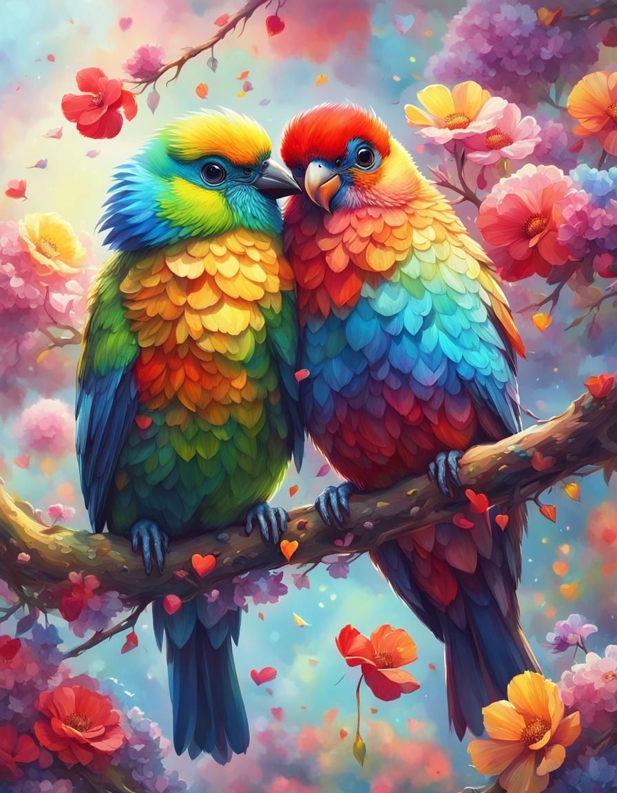 Rainbow Birds  by @Rosie