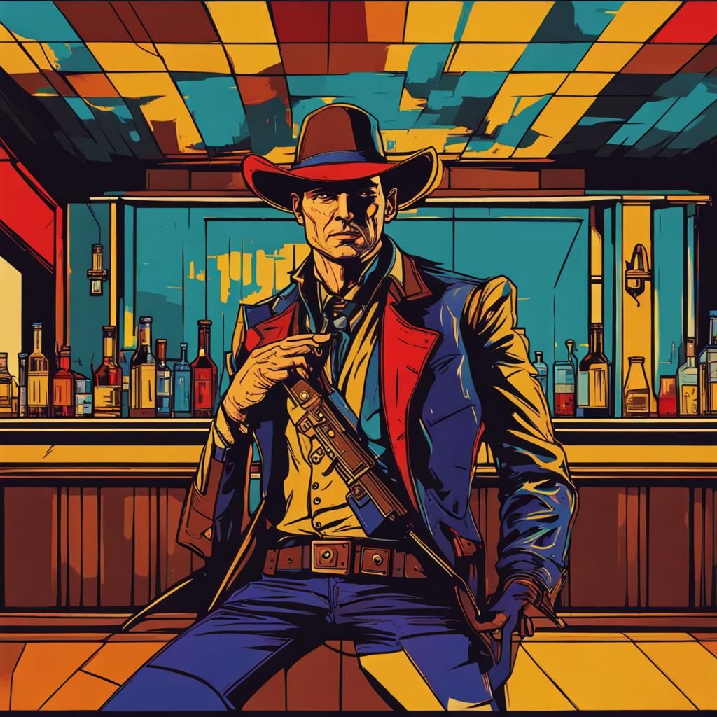 Gunslinger in a Bar - AI Generated Artwork - NightCafe Creator