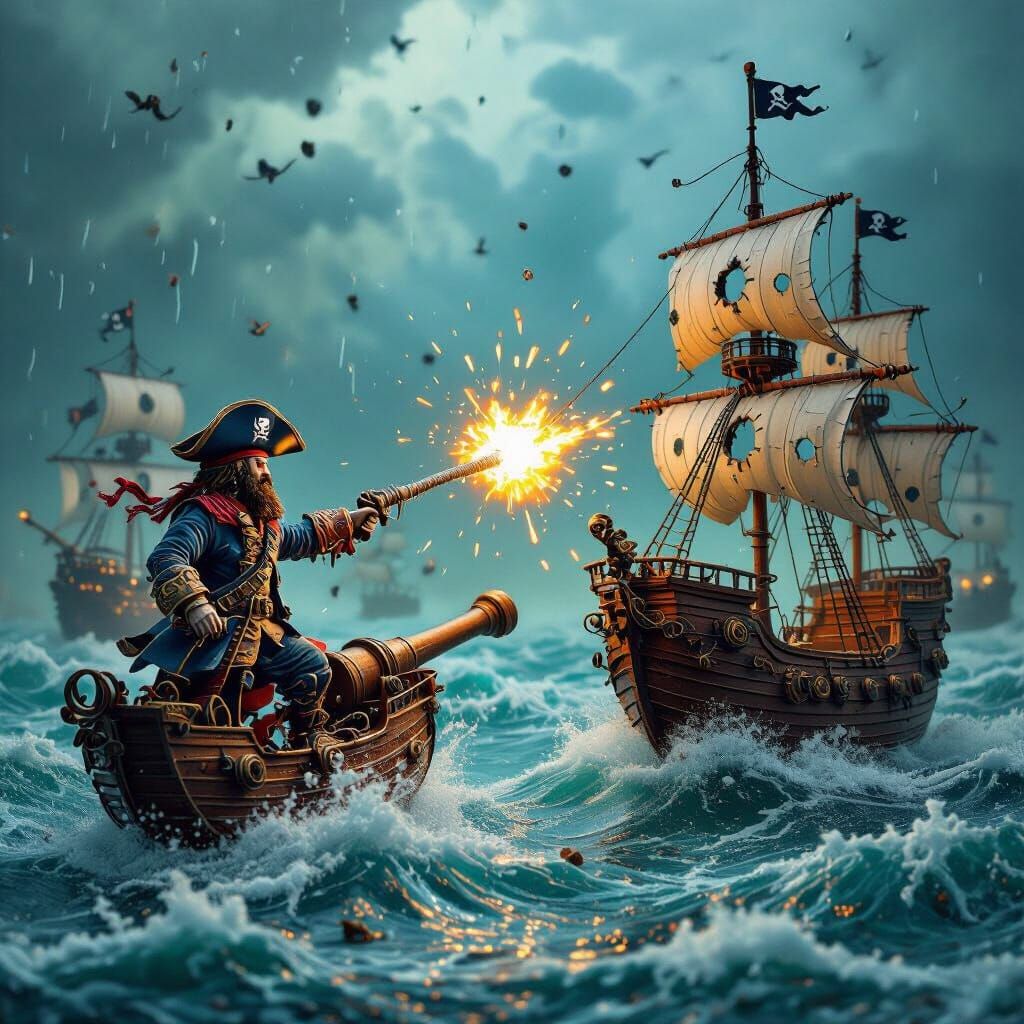 Detailed Gothic Pirate War in Twisted Wire Style