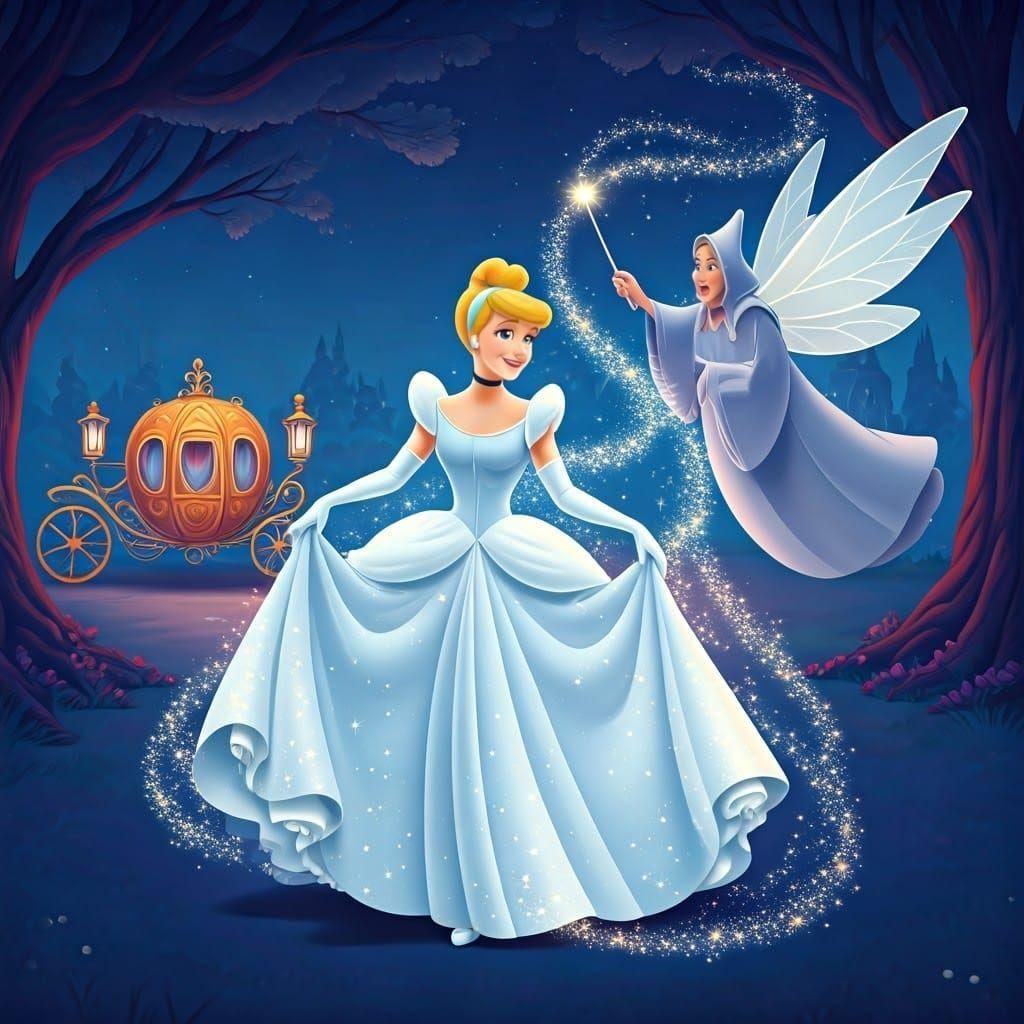 In a whimsical and magical setting, capture the moment where Cinderella is transformed by the Fairy Godmother (with wings



). Cinderella s...