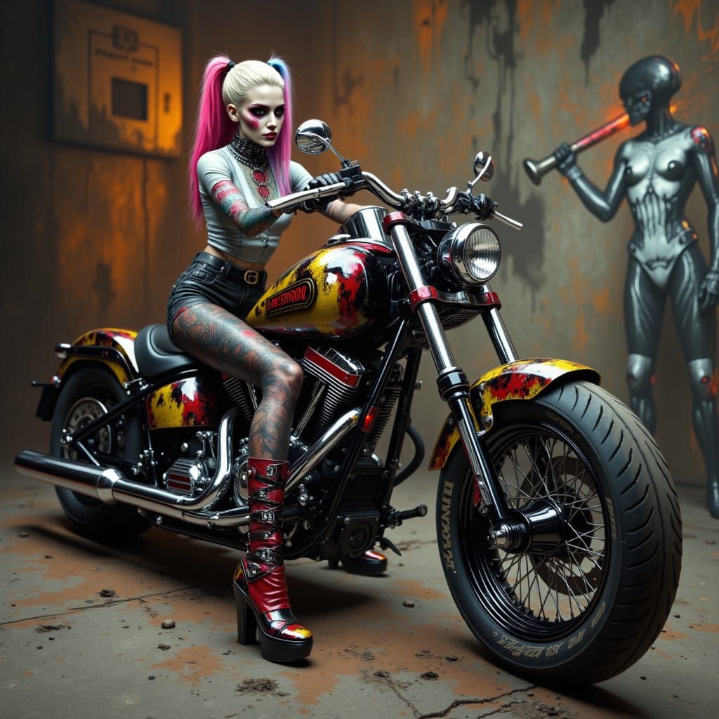 Motorhead Inspired Chopper with Dark Fantasy Woman