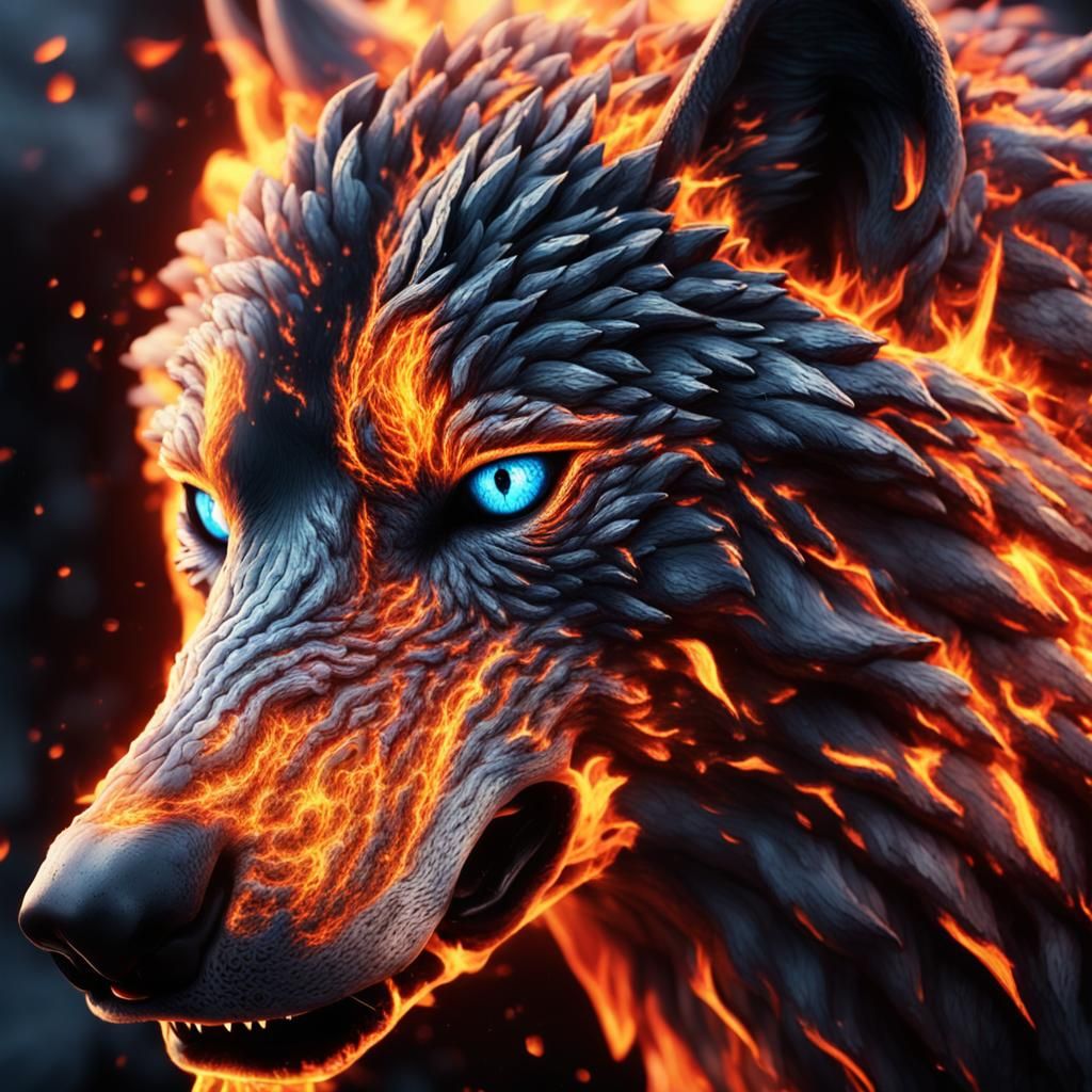 Close-up of lava Wolf  by @Delete