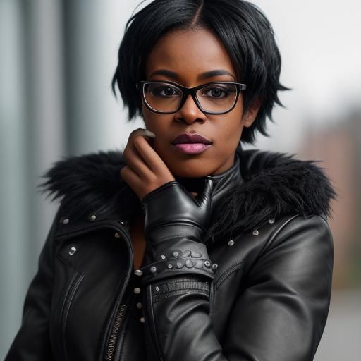 A photorealistic image of a very good looking black female w...