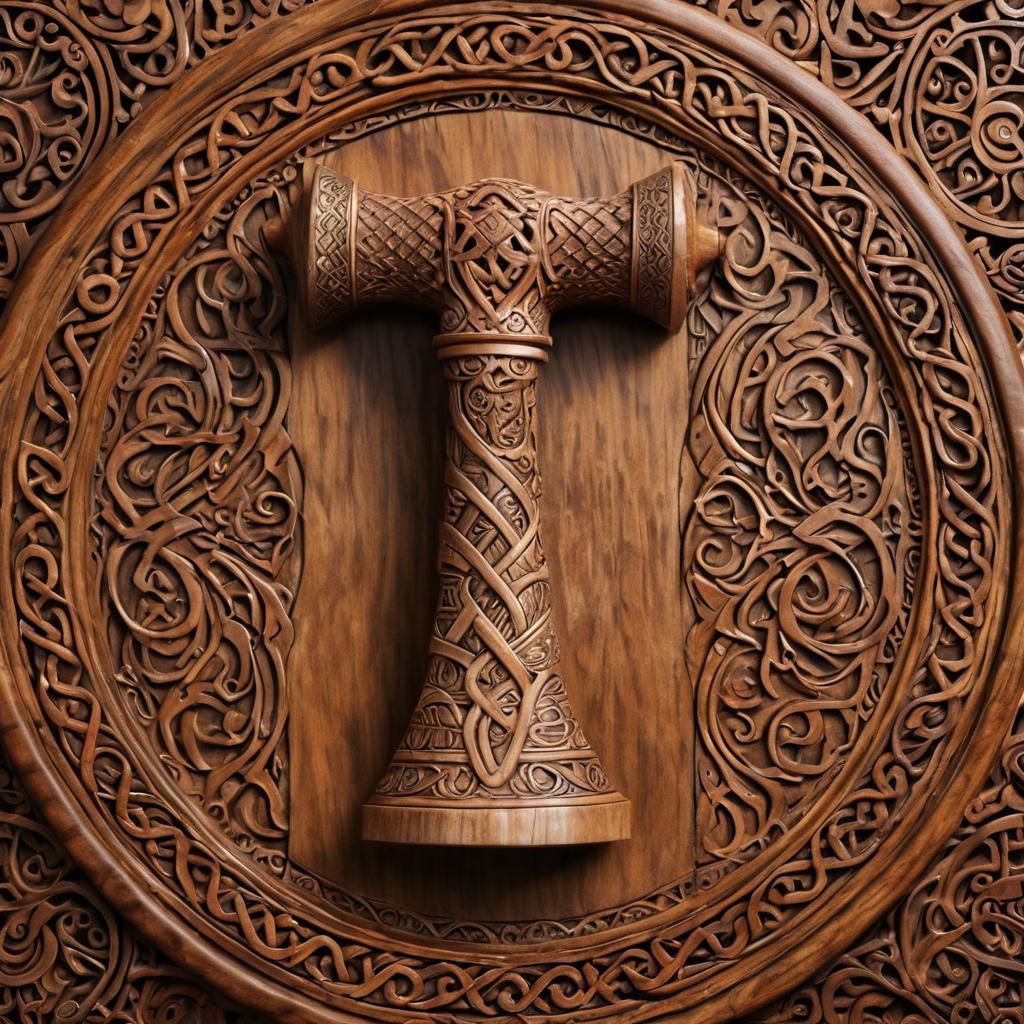 Viking Wood Carvings, Thors Hammer