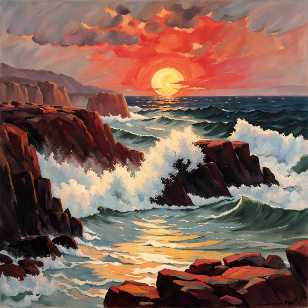 Ocean sunset  by @Chirminth