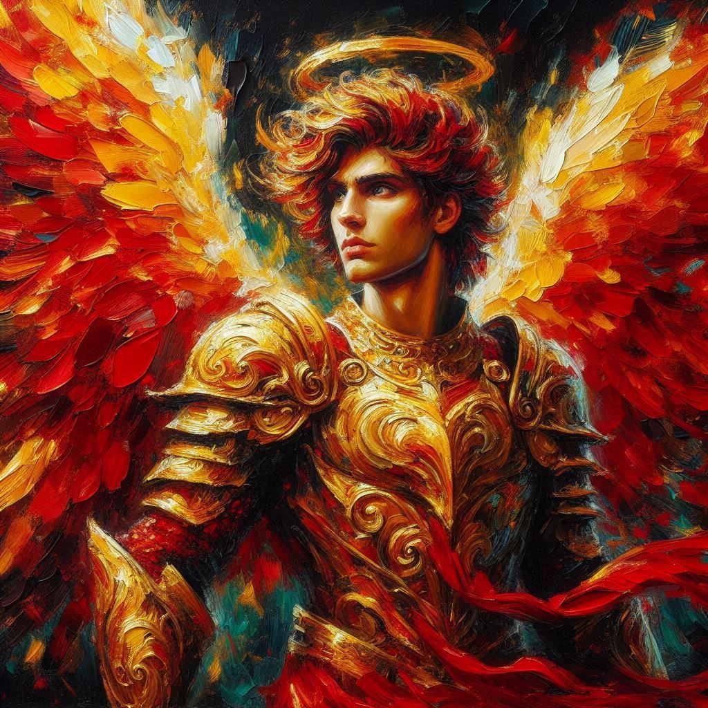 Impasto painting of an angel