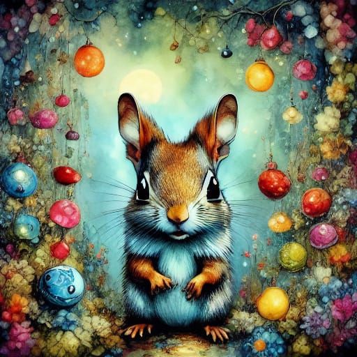 Lora Jansson Inspired Squirrel Enchanted by Ethereal Moonlig...