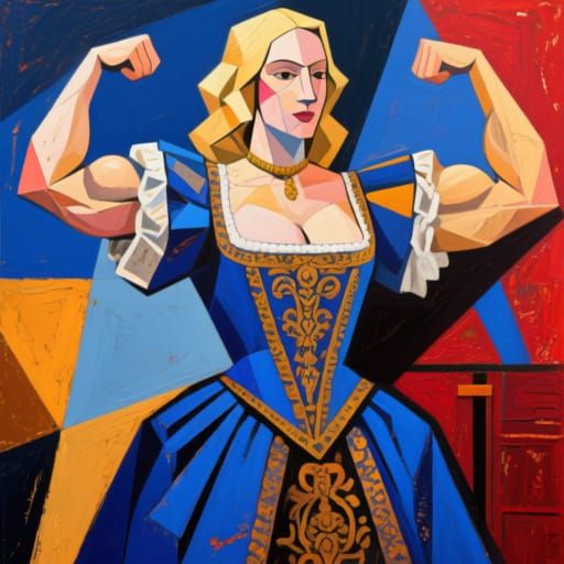 Baroque Bodybuilder in Cubist Style