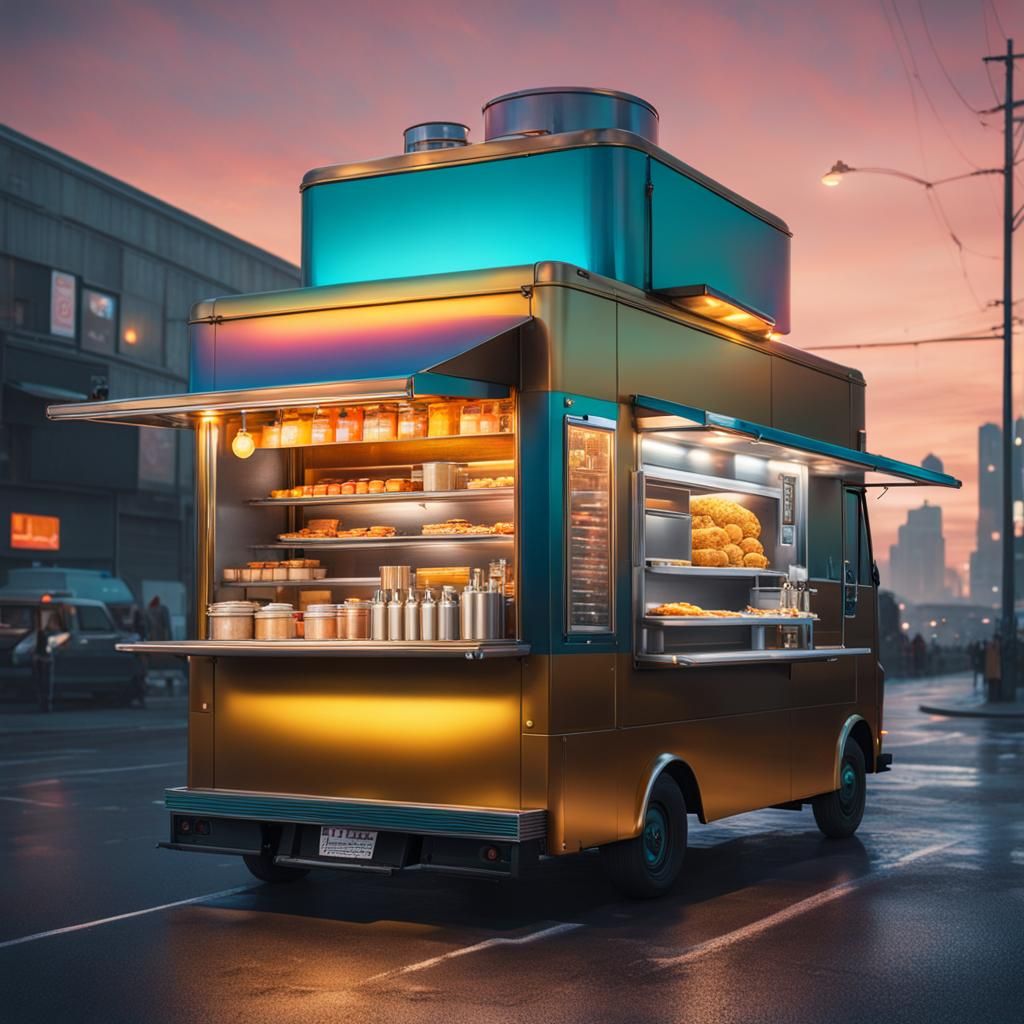 Futuristic food truck - AI Generated Artwork - NightCafe Creator