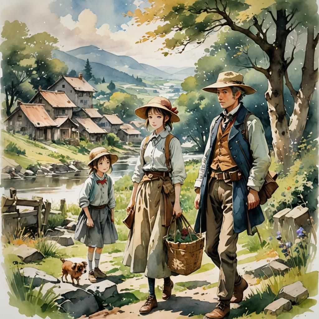 Life in the Countryside, by artist "anime", Anime Key Visual, Japanese Manga, Pixiv, Zerochan, Anime art, Fantia  by @Debbie