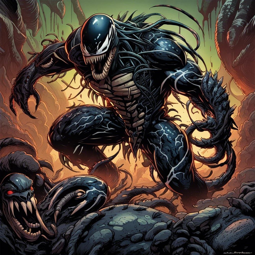 Venom monster mixed with the predator monster, planet mars - AI ...