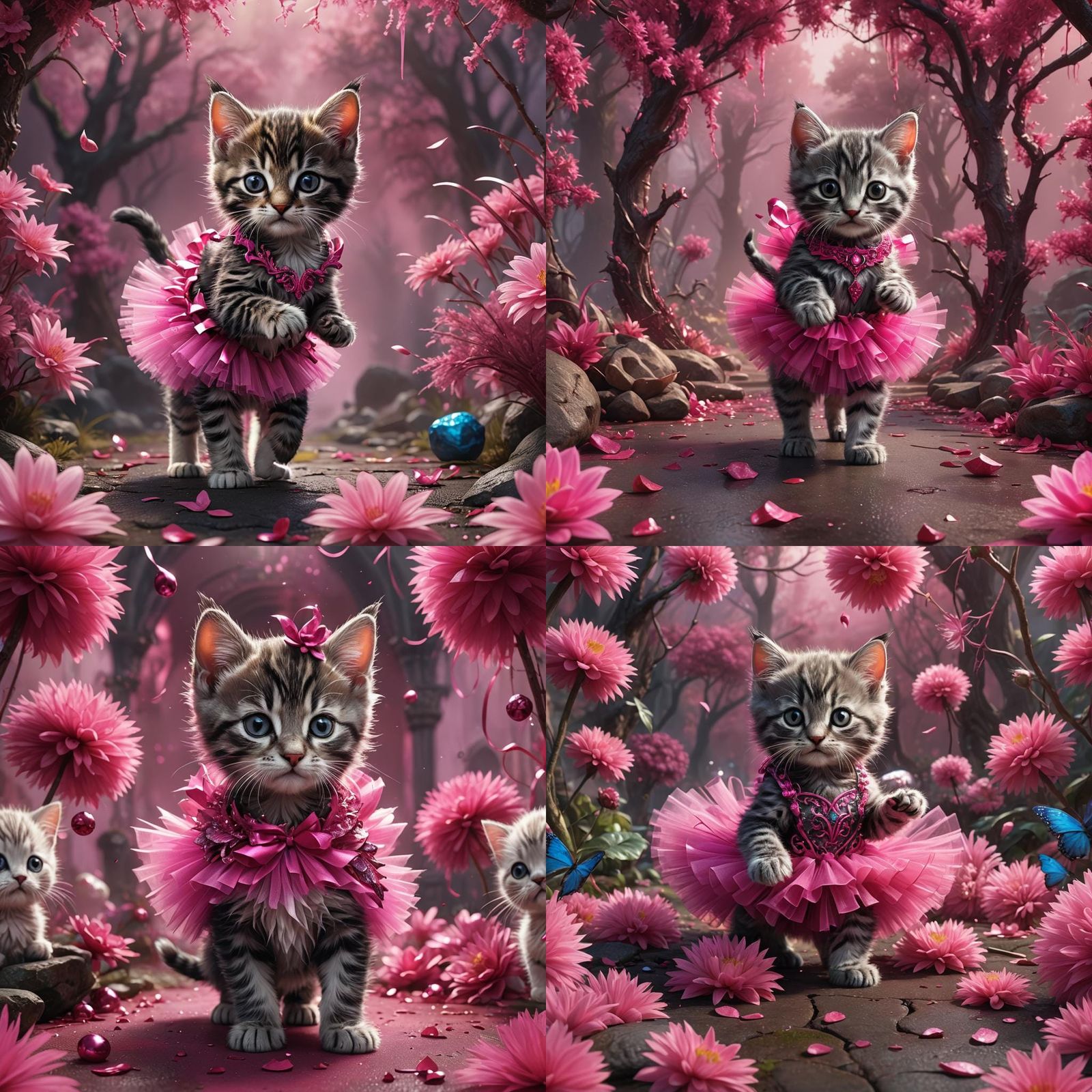 a baby kitten with a hot pink tutu on