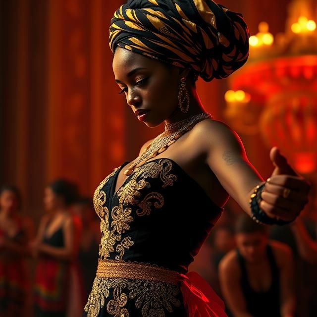 AFRO SCOTTISH FEMALE FLAMENCO DANCER DRESSED IN A BLACK AND ...