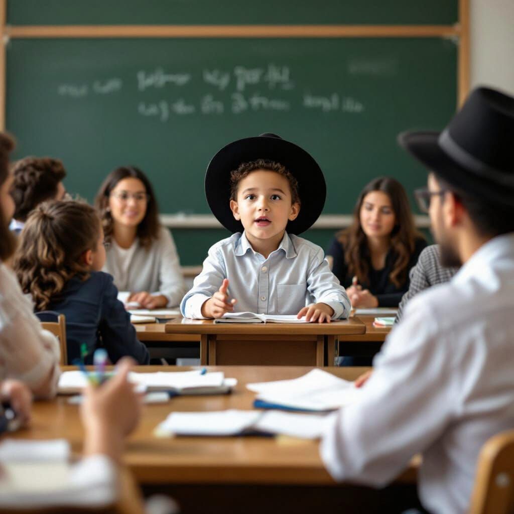Young Boy Giving Sermon to Listening Crowd