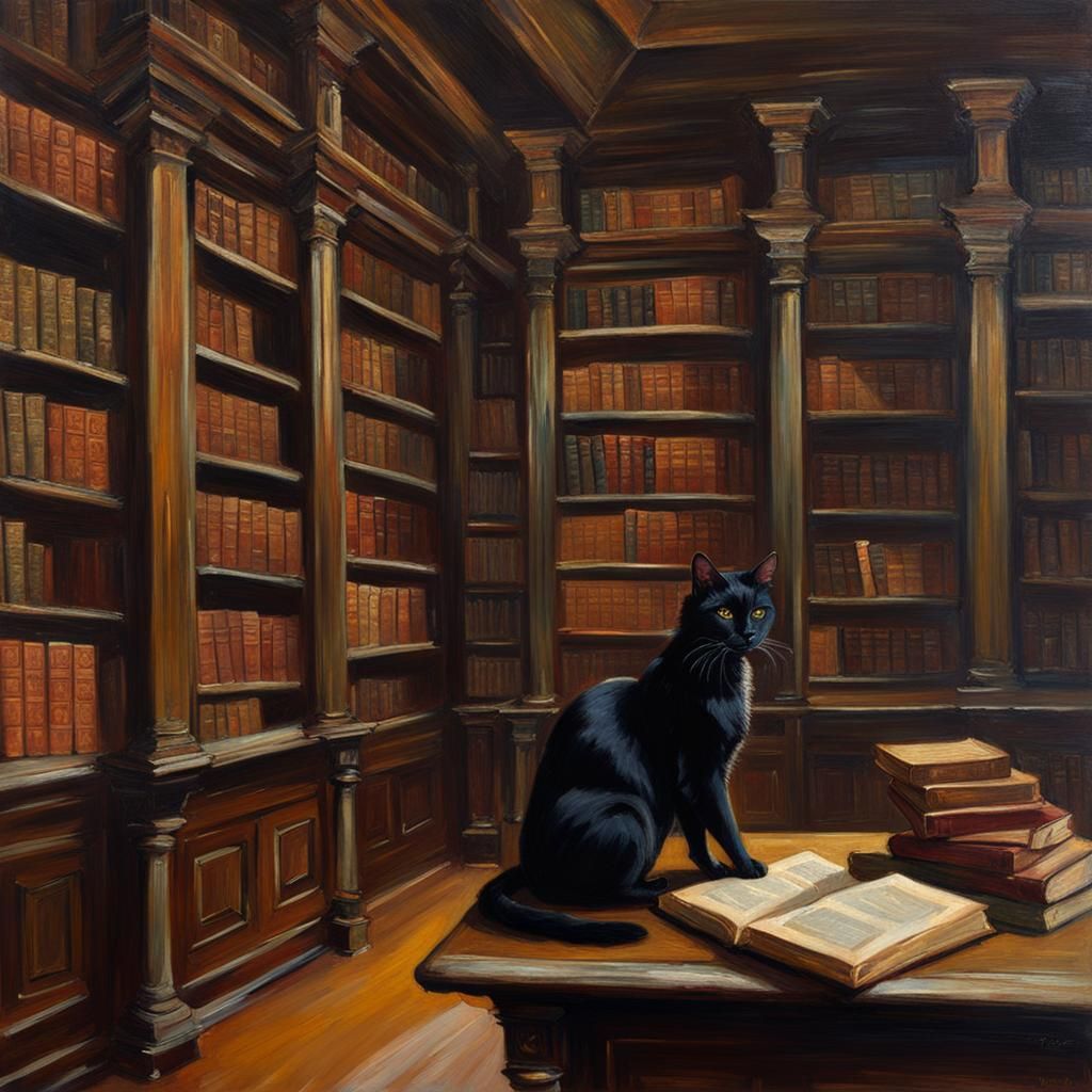 victorian library black cat books bookshelves old elegant my...