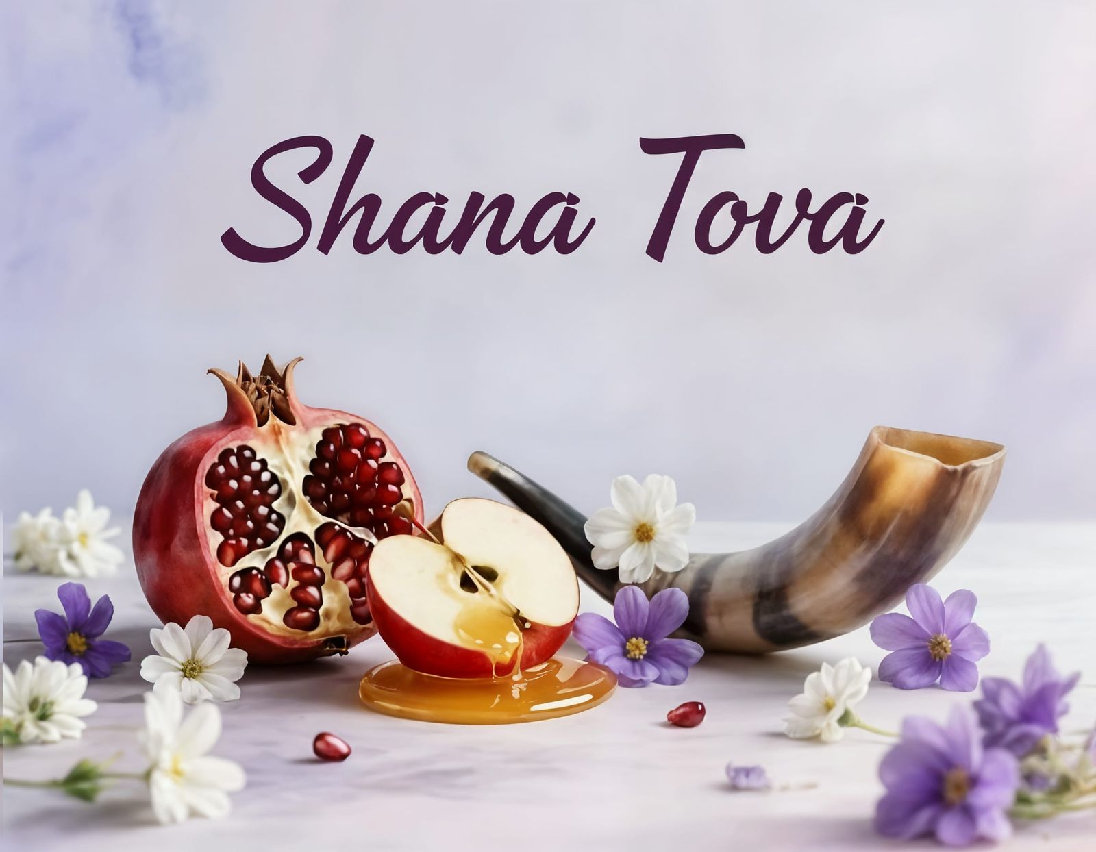Elegant Rosh Hashanah Design with Symbolic Elements