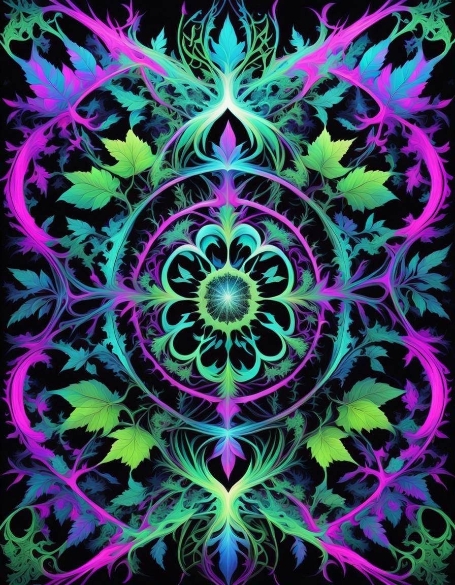 forest with fractal/patterns of vines, trees with patterns/f...