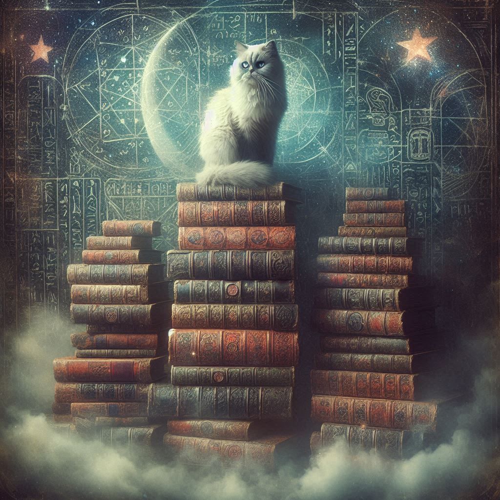 Ghostly Cat at the Cosmic Library