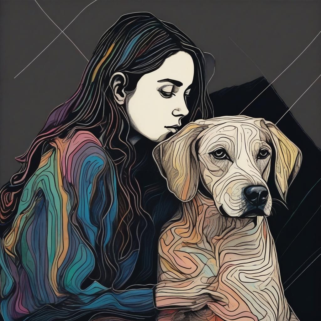 A girl and her dog.