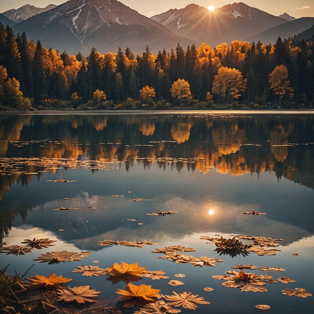 Vibrant Sunset Landscape with Golden Light