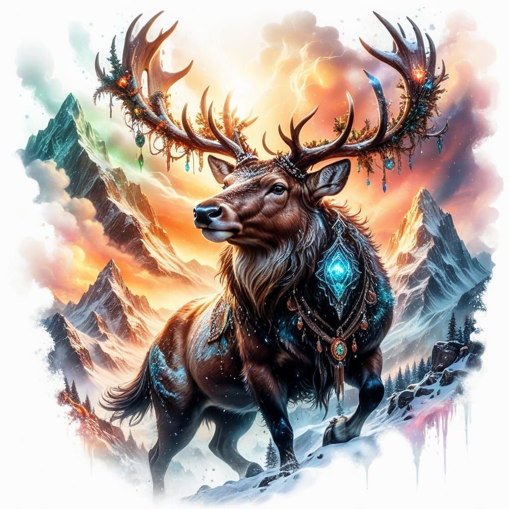 Reindeer on Snowy Peak 🦌🏔️