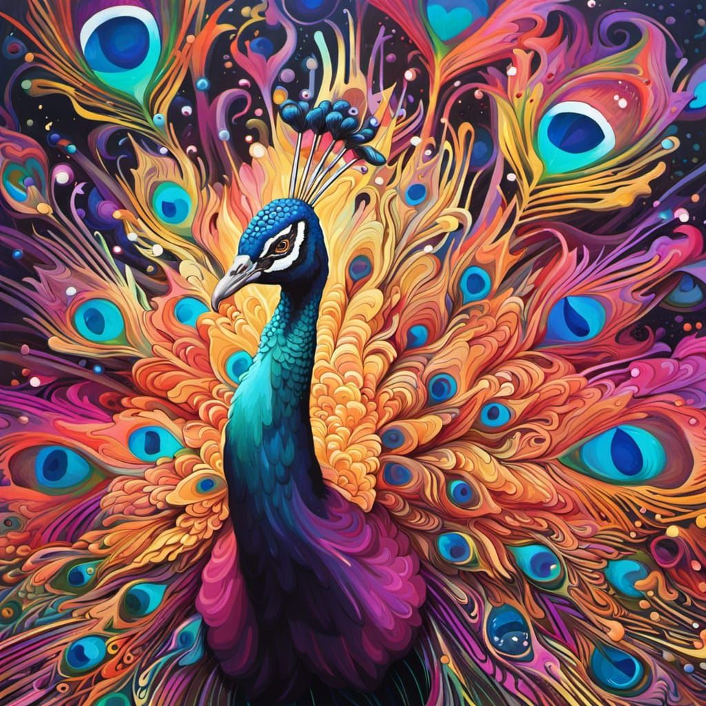technicolor psychedelic peacock  by @RoguegraFX