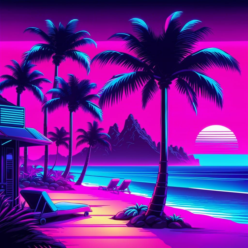 80's Beach Art - AI Generated Artwork - NightCafe Creator