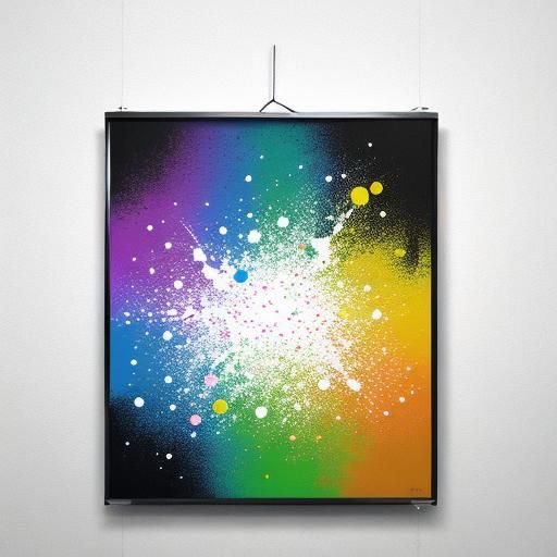rainbow colored dots on white wall, Screen print, pop art, s...