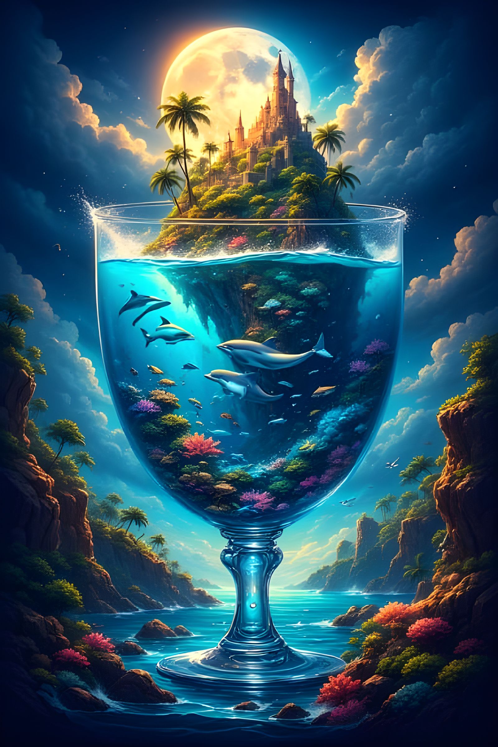 Ocean inside a glass cup I