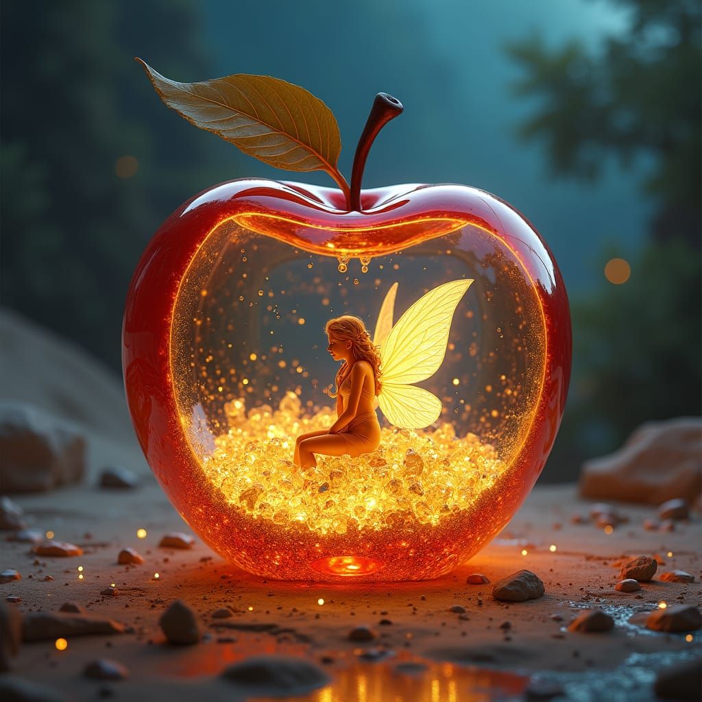 glass apple with a little fairy