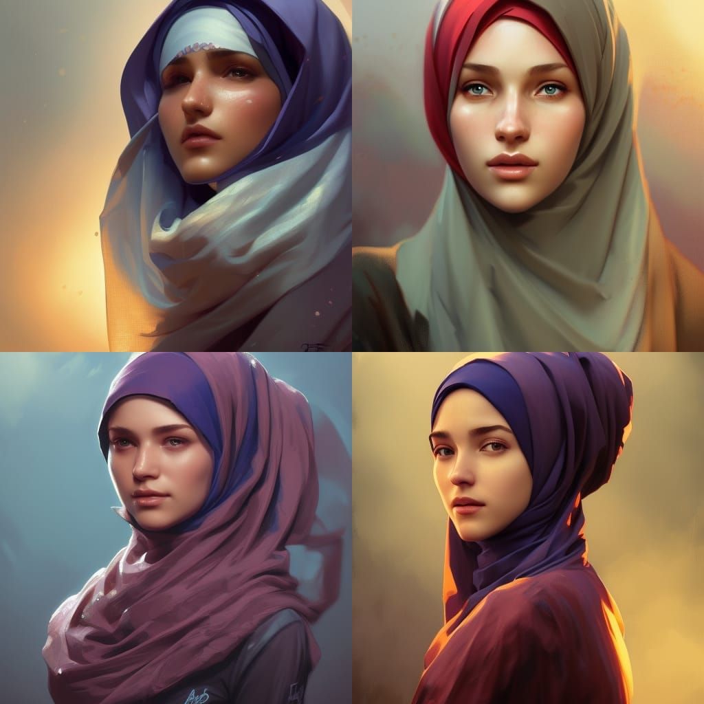 Girl in Hijab Portrait in Hyperdetailed Style
