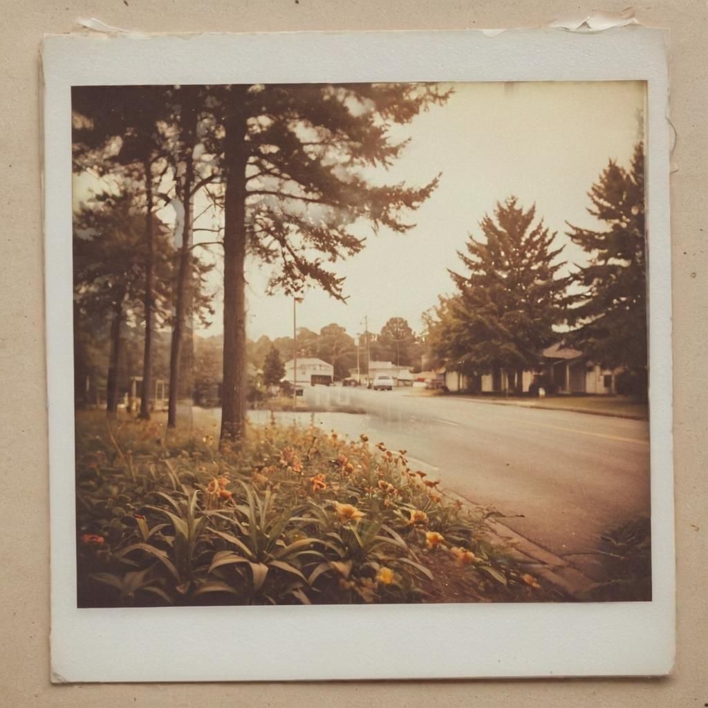 An autumn afternoon on a quiet suburban street, captured in a nostalgic vintage photograph.