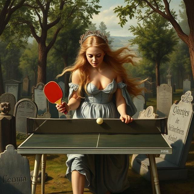Table tennis on a graveyard