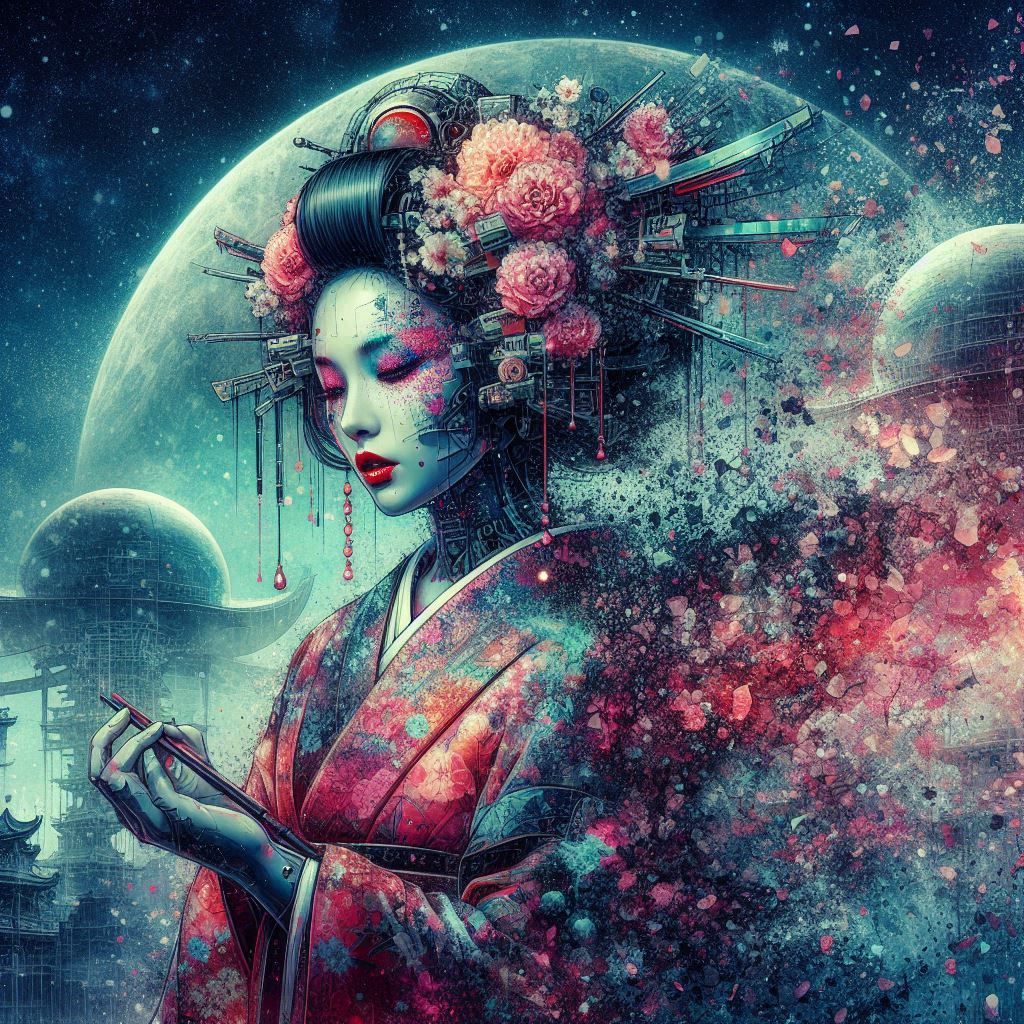 double exposure beautiful fantasy DALL-E 3 portrait landscap...