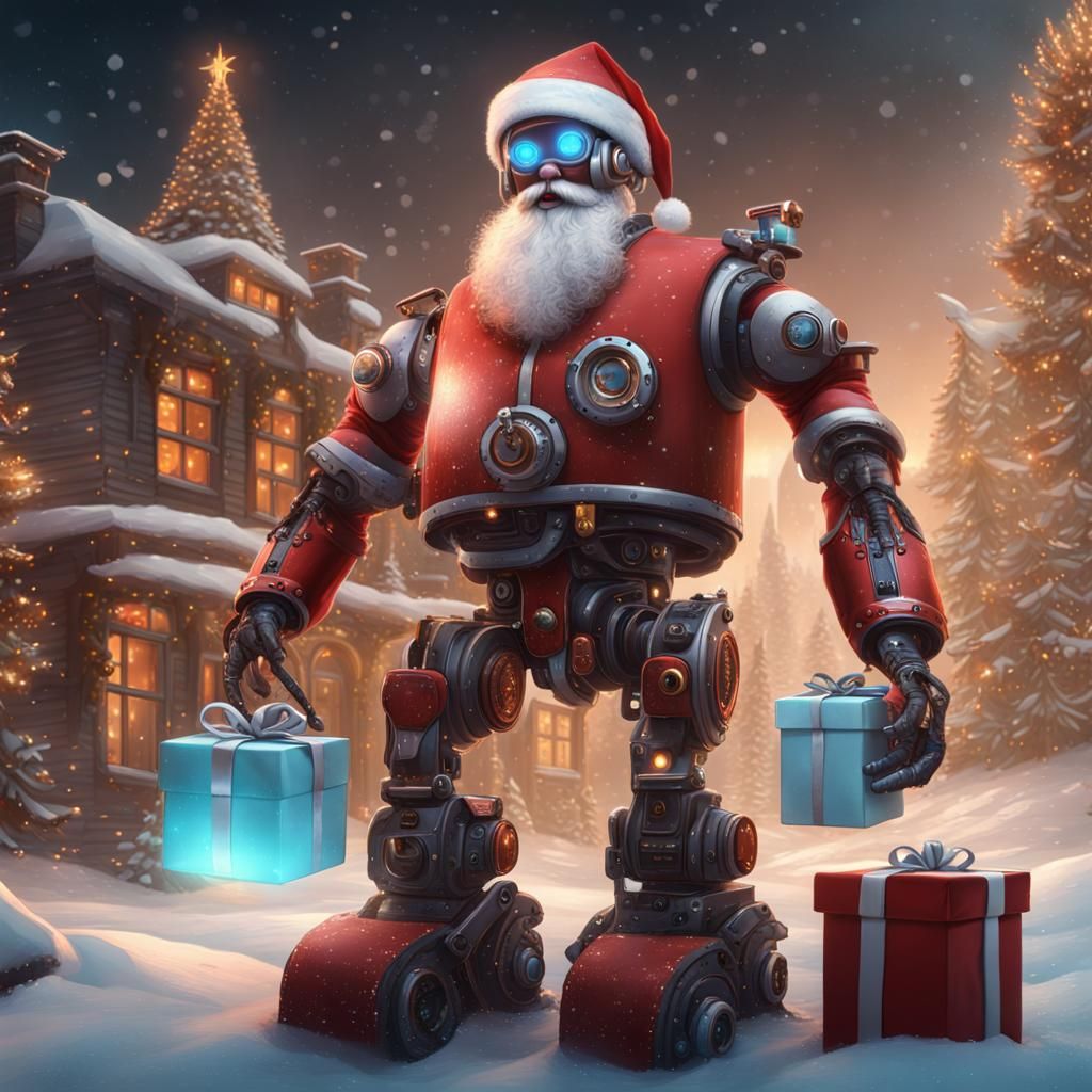A Robot Santa Claus delivers techno gifts efficiently.  by @AtlantaKen