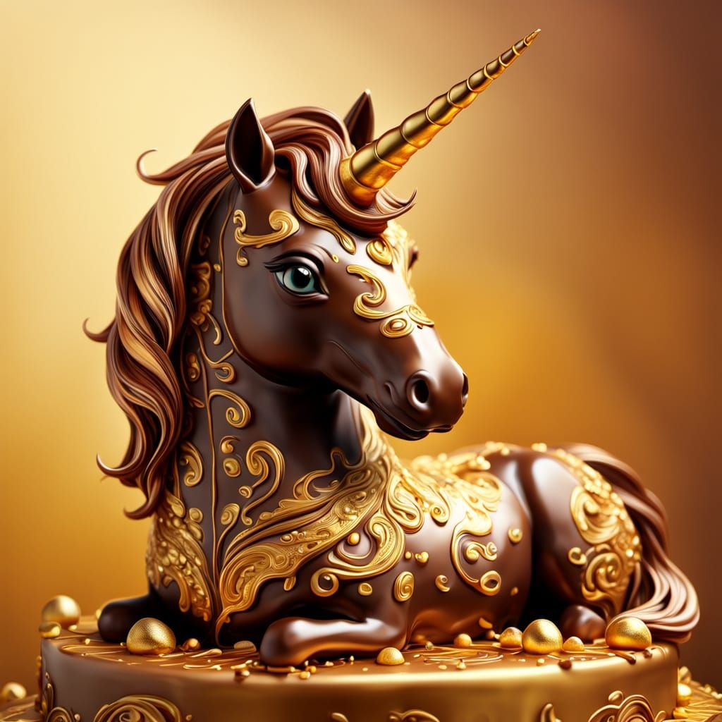 Chocolade unicorn on chocolade cake  by @Solea