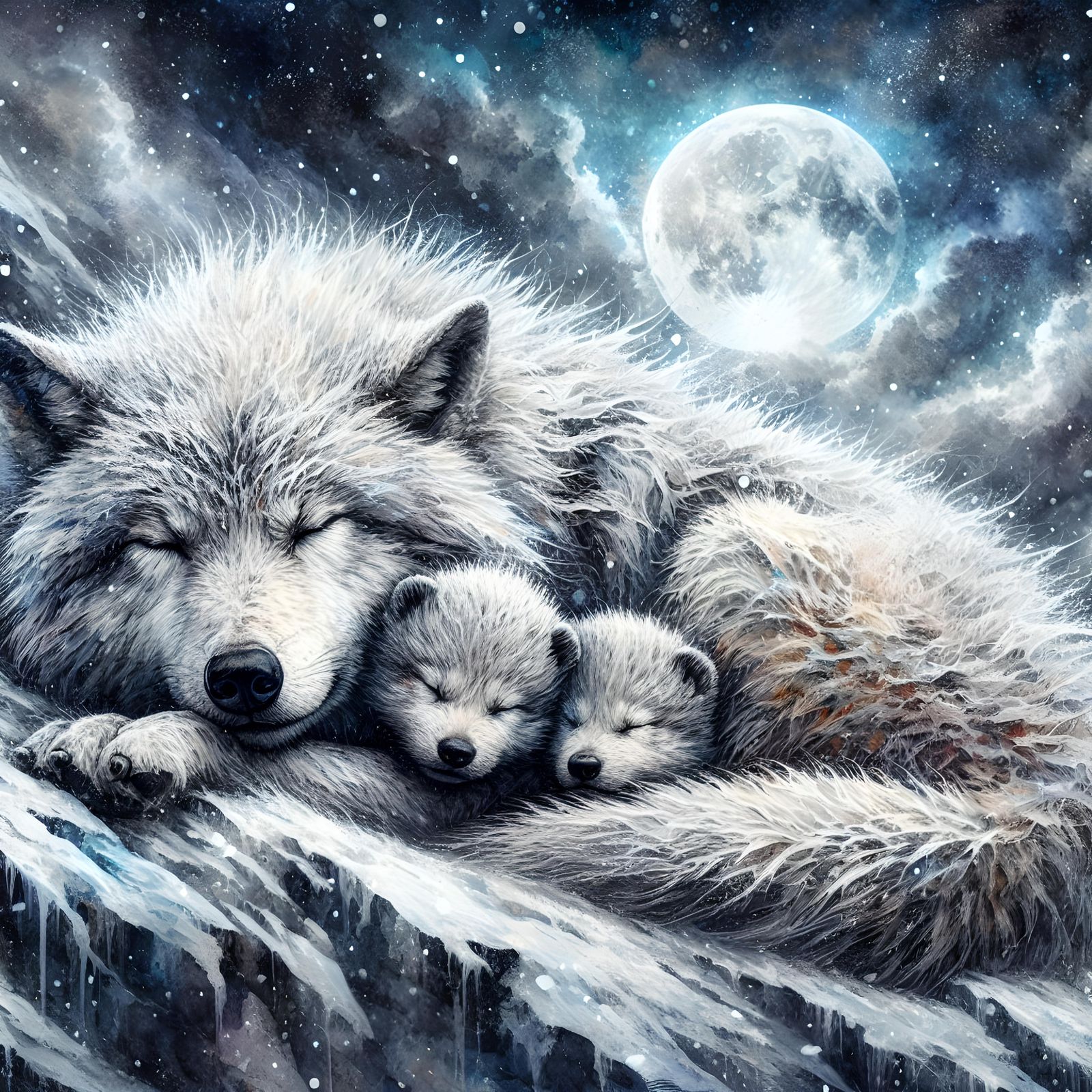 A Mother's Warmth in Winter's Embrace